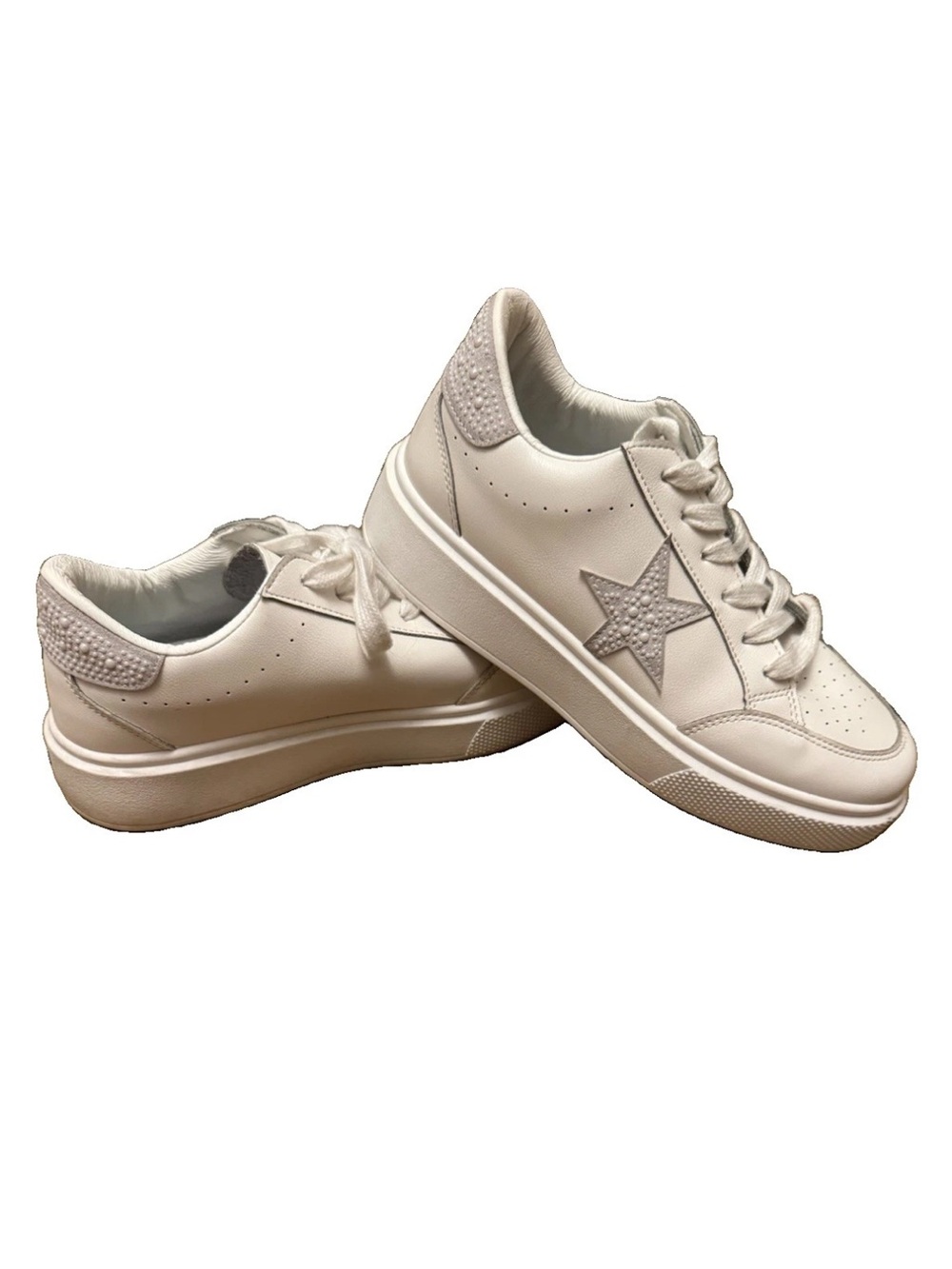 Vintage Havana White Pearl Star Platform Sneakers Women's Size 8